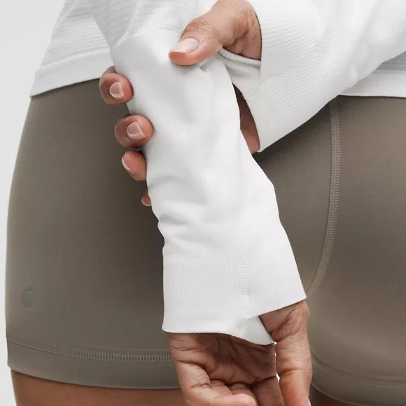 Lululemon Swiftly Tech White Long Sleeve Waist Length Shirt Top (size 12) - Picture 4 of 10